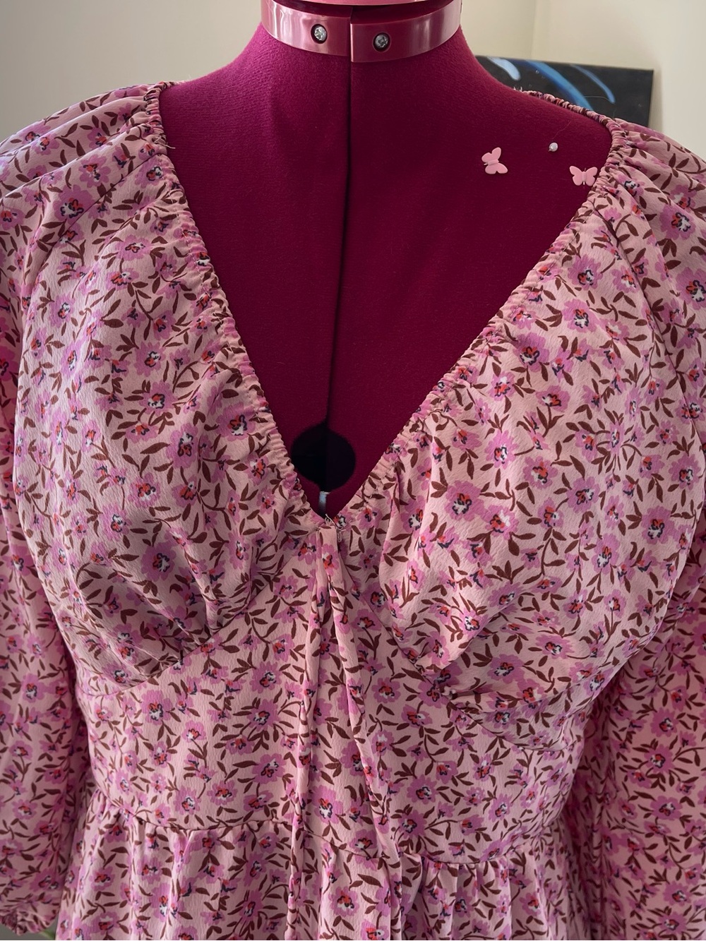 ⭐️3/$30 Monteau Pink Floral Tiered Long-Sleeve Dress - Picture 4 of 8